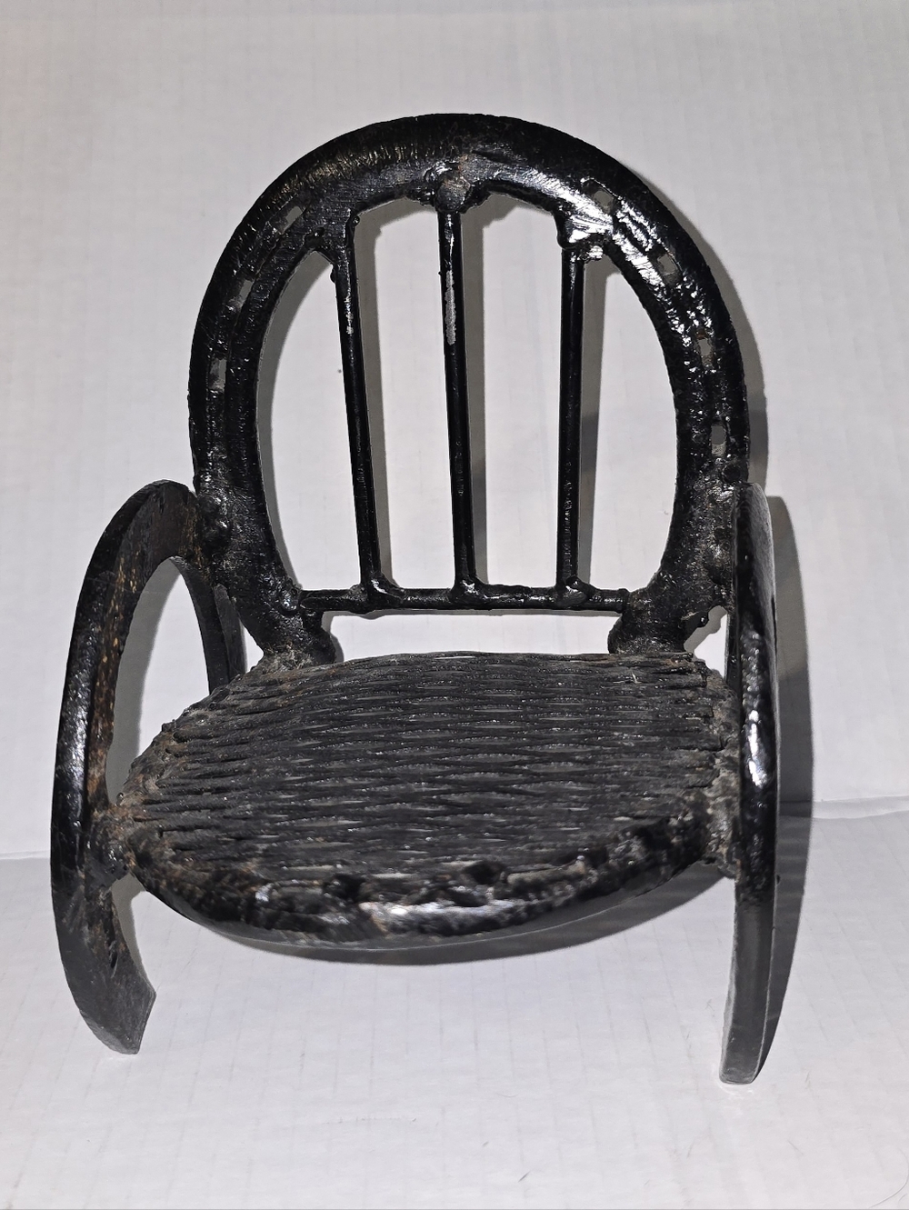 Hot Forged Diamond Horseshoes Black Miniature Chair